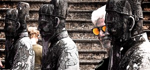 spooky glasses man statue