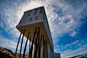 Fogo Island Inn against the sky